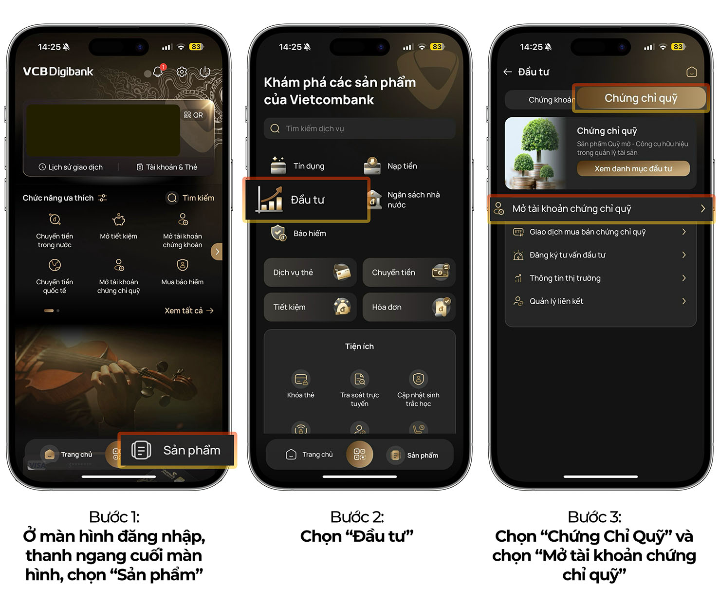 Bước 1: Mở Digibank → "Sản phẩm"